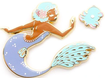 High Quality Custom Mermaid Enamel Pins Lovely Shape Metal Pins Gold Plated Cute Women Lapel Pins 