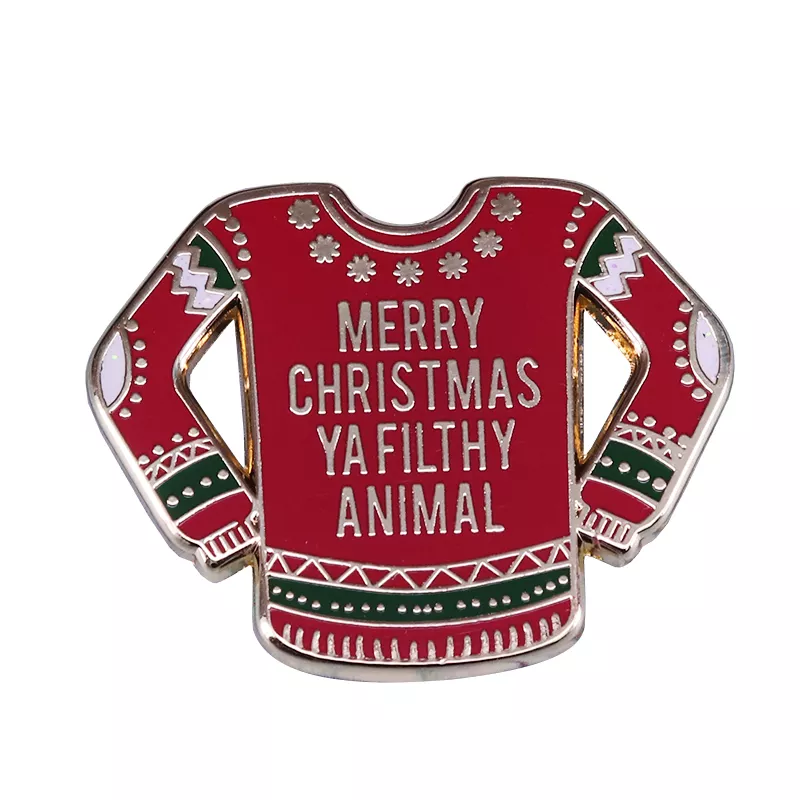 Merry Christmas Animal Lapel Pin Home Alone Brooch Ugly Christmas Sweater Party Gift Enamel Pin