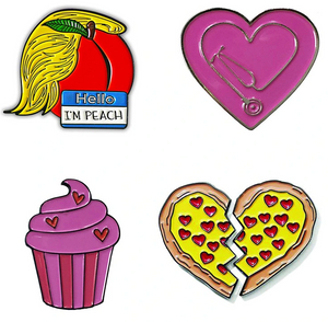 Funny Enamel Pins Custom Heart Logo Metal Pins with Your Logo Lovely Cake Lapel Pins No Moq