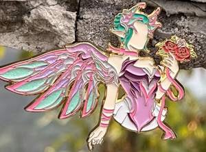 Soft Enamel Gold Plated Angel Enamel Pins Lovely Pretty Girl Pin Badges With Gradient Glitter Metal Pins